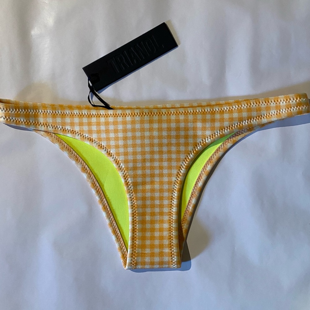 Triangl Bikini Bottoms - Orange and white checkered pattern